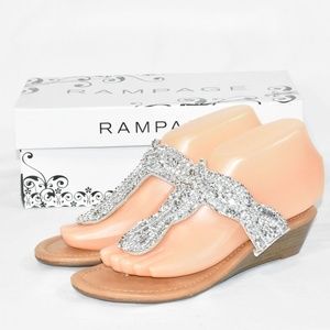 Rampage Caiden Silver T-Strap Sandals SIZE 6.5